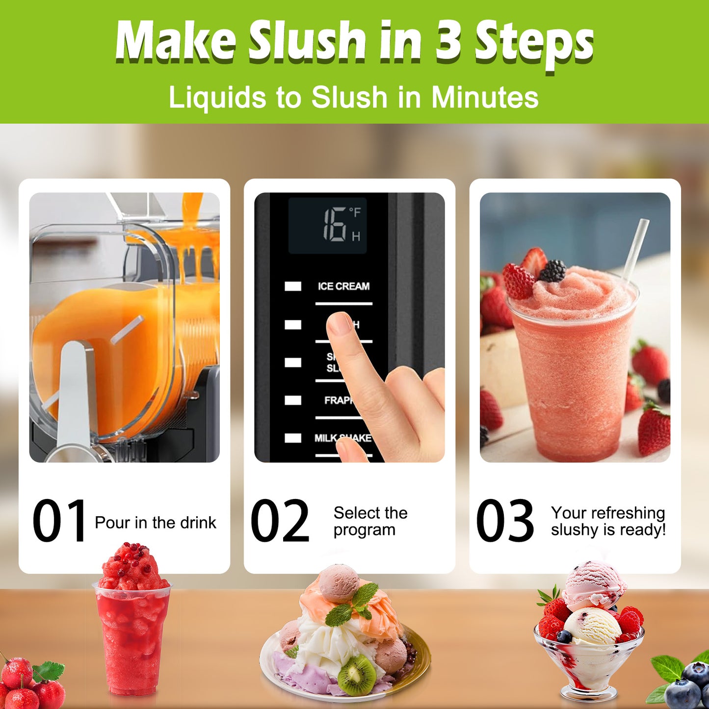 Roaaee Slushie Machine, Frozen Drink Maker & Ice Cream Maker (SBL-2408b)